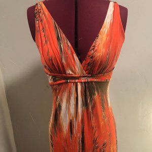 Raindrops by papillon orange maxi dress
